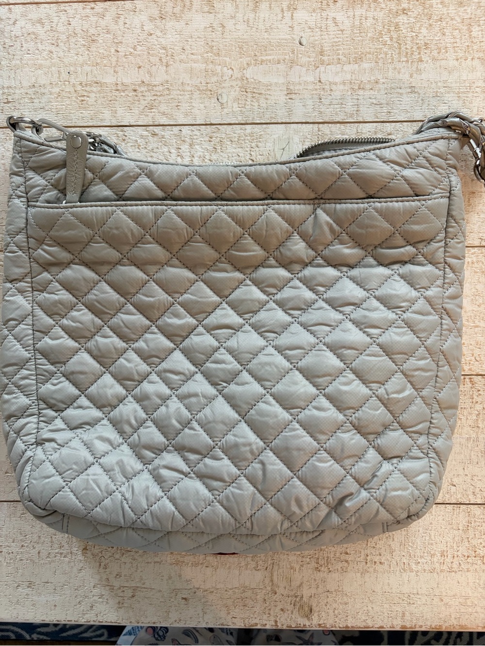 MZ Wallace Quilted Light Gray Nylon Shoulder Bag - Picture 2 of 7